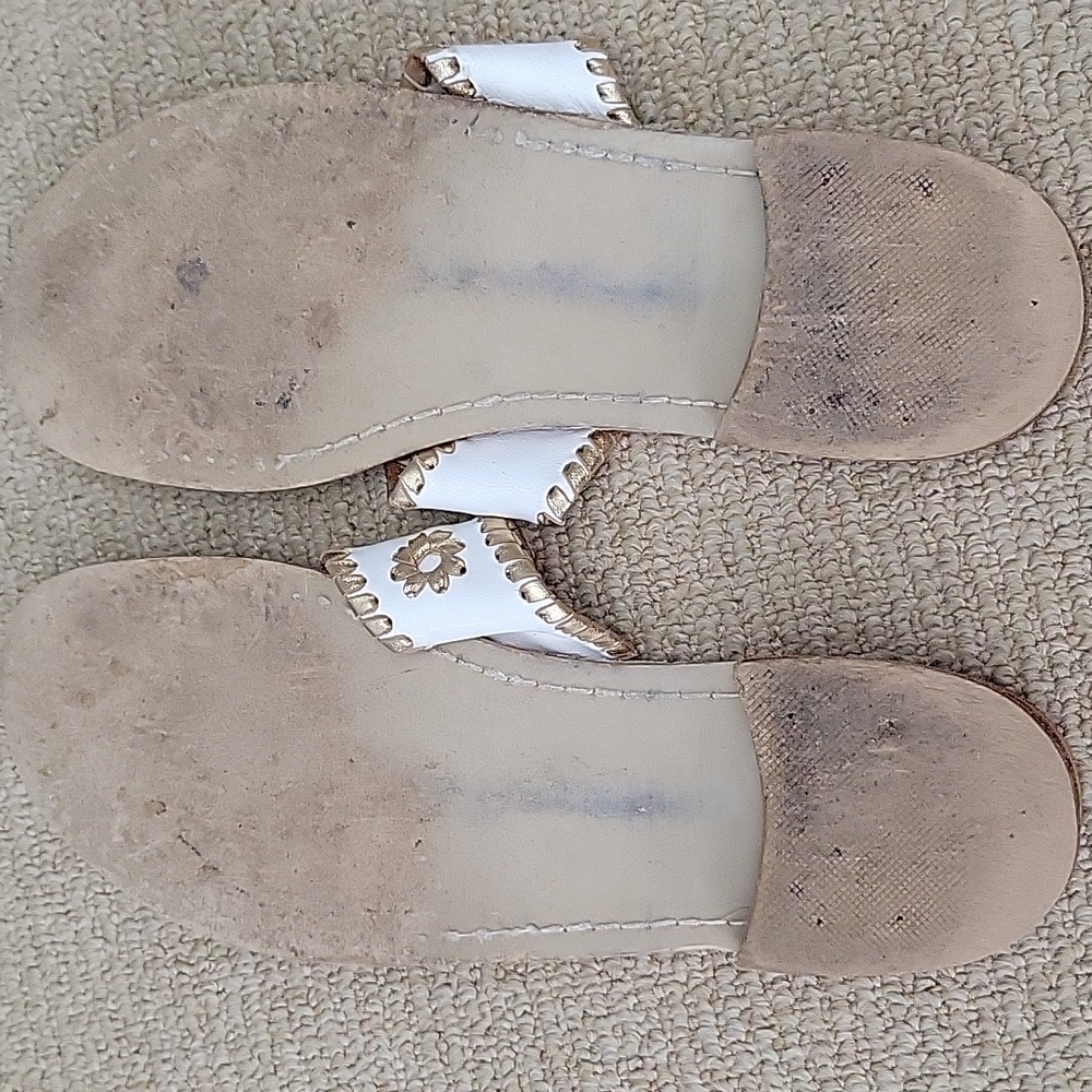 Jack Rogers White/Gold Sandals with Whipstitching - Picture 4 of 5